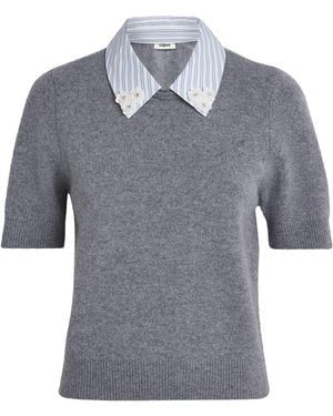 Sandro Wool Detachable-Collar Sweater - Grey