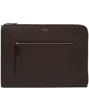 Smythson Small Calfskin Ludlow Laptop Case - Black