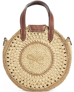 Anya Hindmarch Small Raffia Round Bow Tote Bag - Metallic
