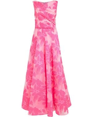 Talbot Runhof Fil Coupé Draped Gown - Pink