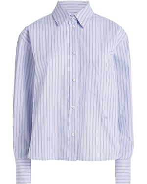Victoria Beckham Cotton Stripe Cropped Ellys Shirt - Blue