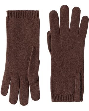 Brunello Cucinelli Cashmere Monili-Trim Gloves - Brown