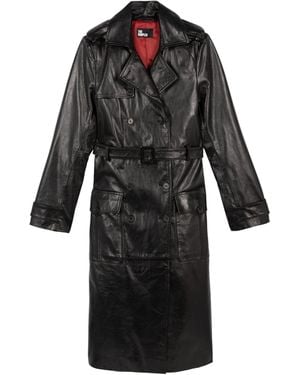 The Kooples Leather Belted Trench Coat - Black