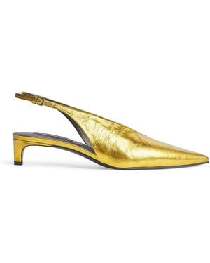 Jil Sander Metallic Leather Slingback Heels 40 - Yellow