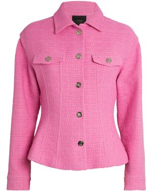 Maje Tweed Button-Down Jacket - Pink