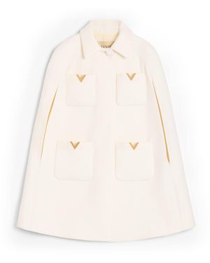 Valentino Wool-Silk Cape - Natural