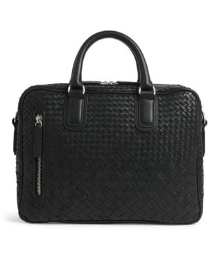 Officine Creative Leather Woven Armour Briefcase - Black