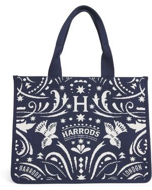 Harrods Medium Knights Of Brompton Tote Bag - Blue