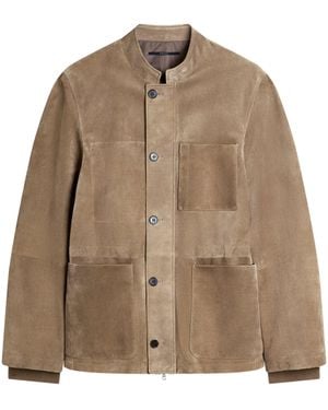 dunhill Leather Three-Pocket Jacket - Brown