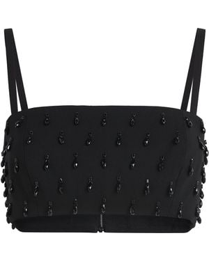 Carolina Herrera Stretch-Wool Embellished Bandeau Crop Top - Black