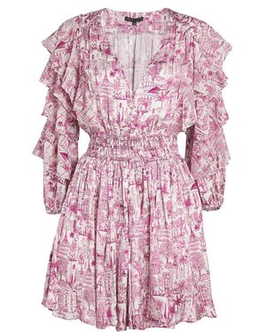 Maje Printed Ruffle Dress - Pink