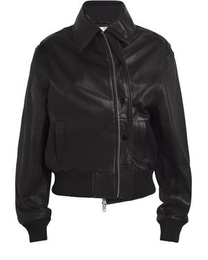 Christopher Esber Leather Flight Bomber Jacket - Black