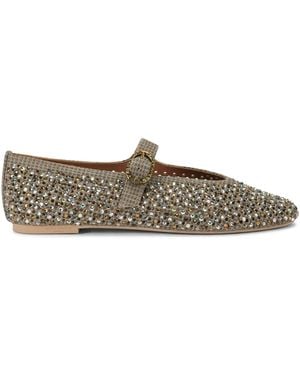 Kurt Geiger Suede Embellished Mayfair Ballet Flats - Natural