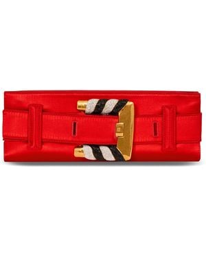 Balmain Satin Anthem Clutch Bag - Red