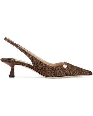 Jimmy Choo Amita 45 Woven Slingback Court Shoes - Brown