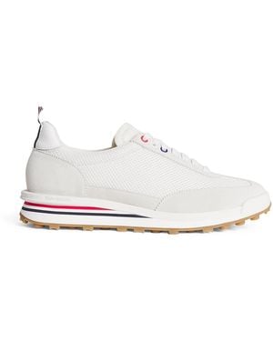 Thom Browne Suede-Trim Technical Tricolour Trainers - White