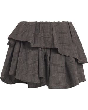 Acne Studios Wool-Blend Check Ruffle Mini Skirt - Grey