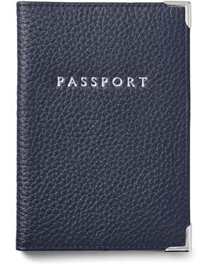 Aspinal of London Leather Passport Cover - Blue