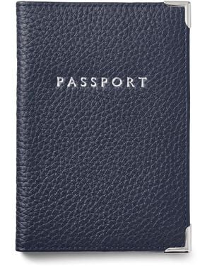 Aspinal of London Leather Passport Cover - Blue