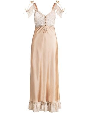 Loretta Caponi Silk Lace Carmela Nightdress - Natural