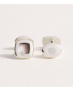 Deakin & Francis Sterling And Mother Of Pearl Cushion Cufflinks - Natural