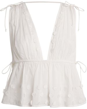 Ulla Johnson Plunge-Neck Anya Top - White