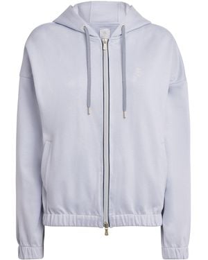 Eleventy Cotton-Blend Zip-Up Hoodie - Blue