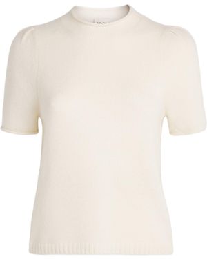 ME+EM Wool-Cashmere-Silk Puff-Sleeve T-Shirt - White