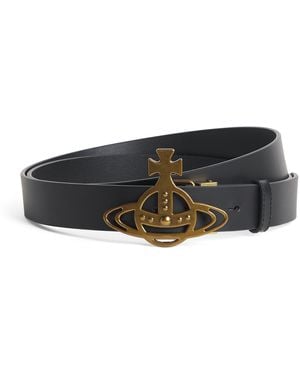 Vivienne Westwood Leather Orb Buckle Belt - Black