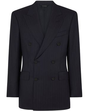 Tom Ford Wool Pinstripe Blazer - Blue