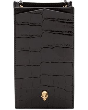 アクセサリーその他 Skull Phone Case - Alexander Mcqueen - Leather - Denim Women's Skull Phone Case with Chain in Black | Alexander