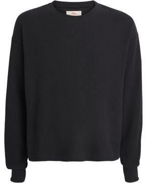 CHERRY LA Cotton-Blend Waffle-Knit Jumper - Black