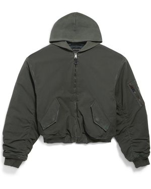 Balenciaga Hooded Standard Bomber Jacket - Grey