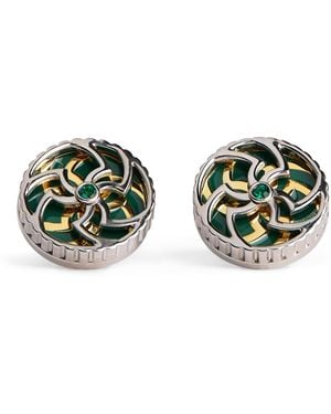 Tateossian Palladium-Plated Trinity Cufflinks - Green