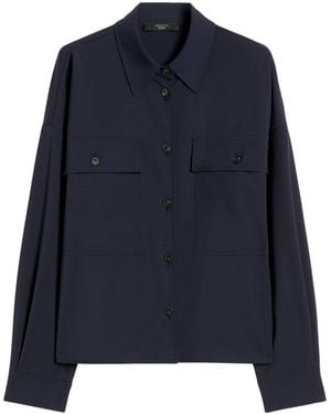 Weekend by Maxmara Virgin Wool Overshirt - Blue