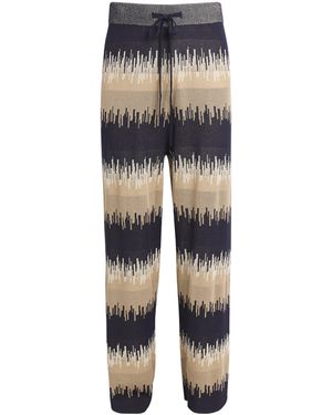 Commas Jacquard Wave Wide-Leg Trousers - Grey