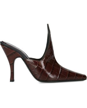 Alaïa Croc-Embossed Leather Sculptural Mules 100 - Brown