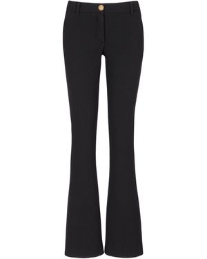 Balmain Virgin Wool Crepe Bootcut Trousers - Black