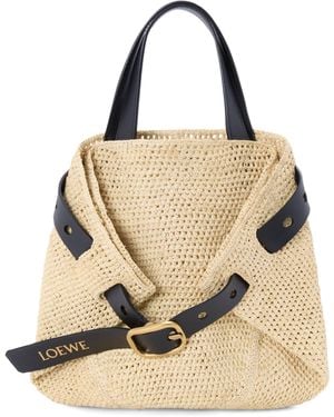 Loewe Mini Raffa Punch Hole Tote Bag - Natural