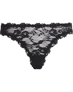 Skims Stretch-Lace Dipped Thong - Black