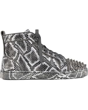 Christian Louboutin Spiked Leather High-Top Sneakers - Brown