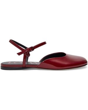 Loewe Leather Ankle-Strap Toy Ballet Flats - Red