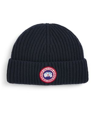 Canada Goose Wool-Cashmere Ribbed Beanie - Blue