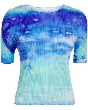 Pleats Please Issey Miyake Sea Bubble Top - Blue