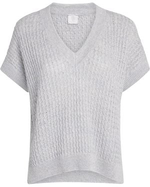 Eleventy Cotton-Silk Short-Sleeve Sweater - Gray