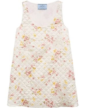 Prada Quilted Satin Mini Dress - Natural