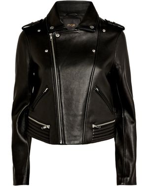 Maje Leather Biker Jacket - Black
