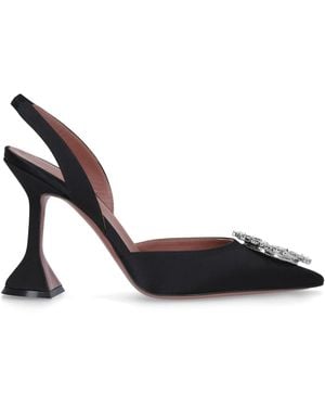 AMINA MUADDI Begum Crystal Brooch Slingback Pumps - Black