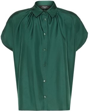 Weekend by Maxmara Silk Gathered Shirt - Green