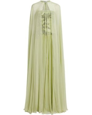Zuhair Murad Silk Chiffon Strapless Embellished Gown - Green
